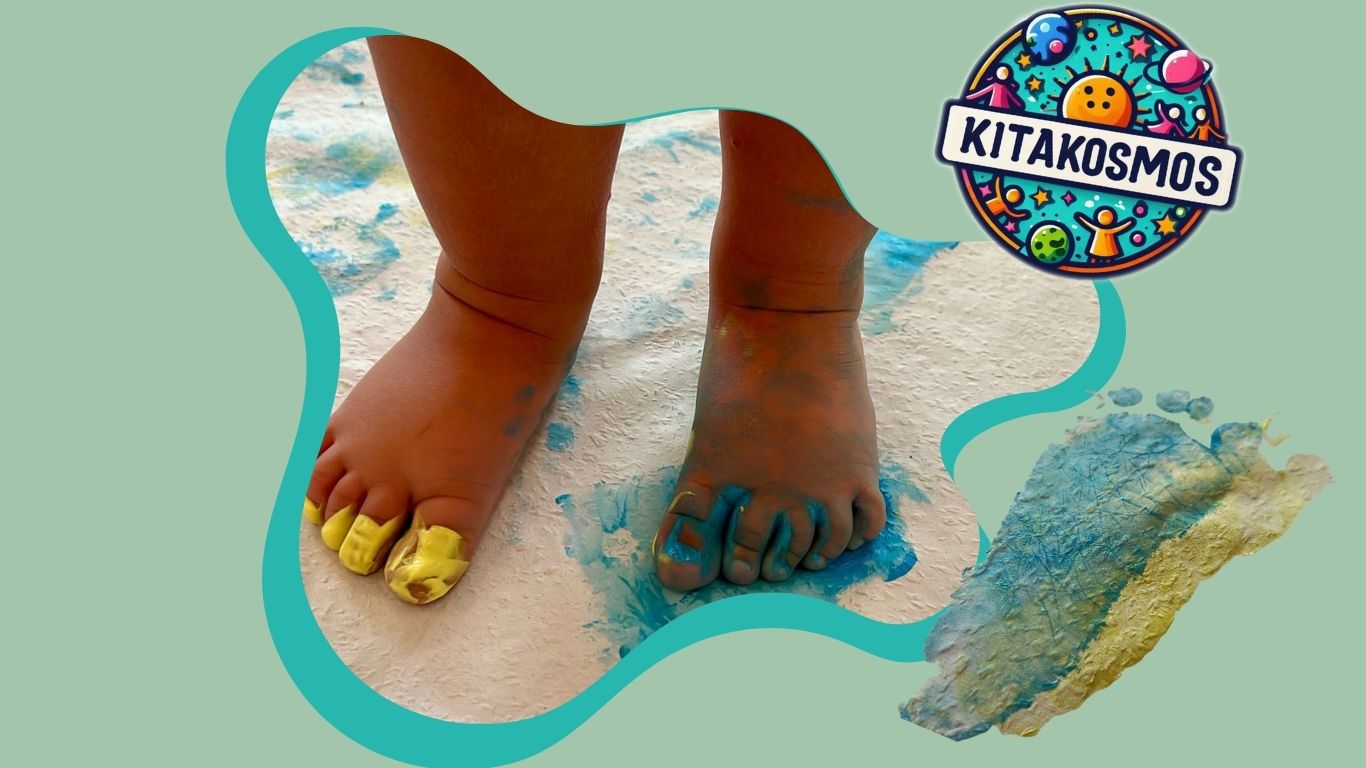 Kinder Malen mit den Füßen